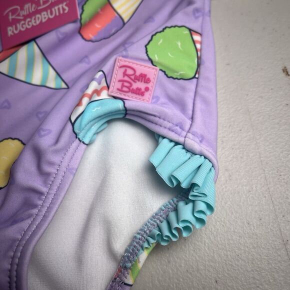 Ruffle Butts One Piece Swimsuit 12-18 Months One Shoulder Snow Cones NWT - Picture 9 of 11